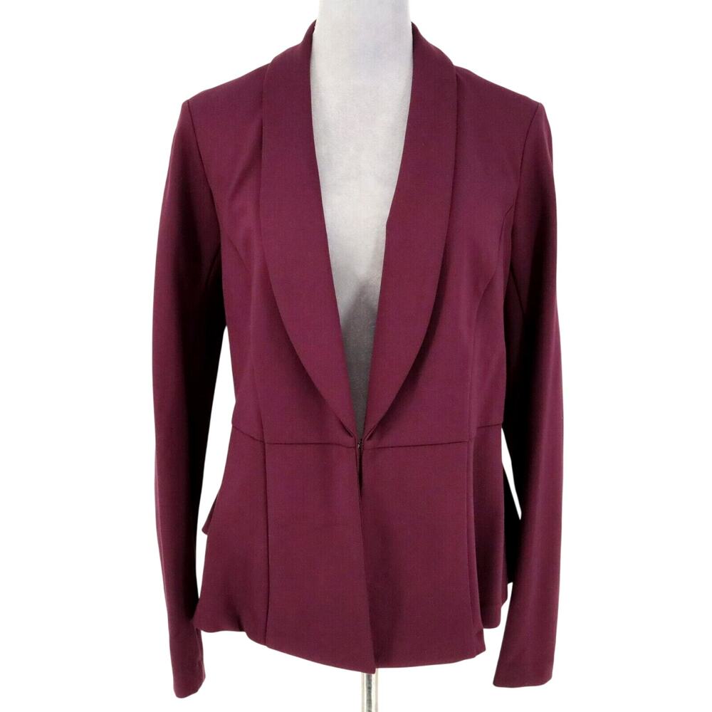 Studio By Torrid Jacket 0 Womens Large Plum Stretch Knit Shawl Collar Peplum